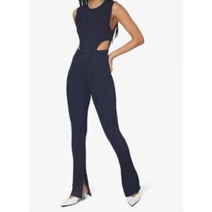 We Wore What Dani Denim Cut Out Jumpsuit Blue Dark Wash Size 0 Revolve